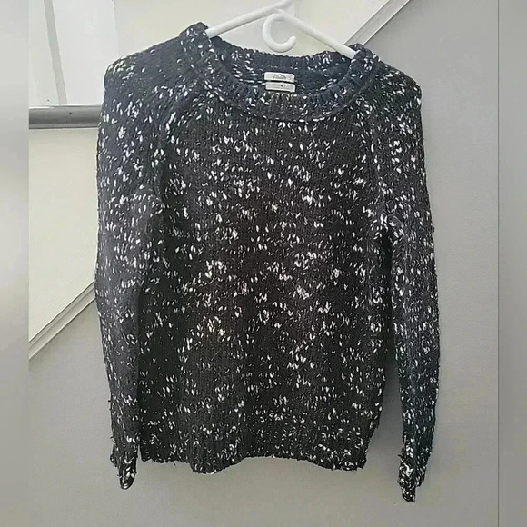 Wallace by J. Crew Black with White Specks Wool Blend Pullover Sweater Med Fall - Picture 2 of 5